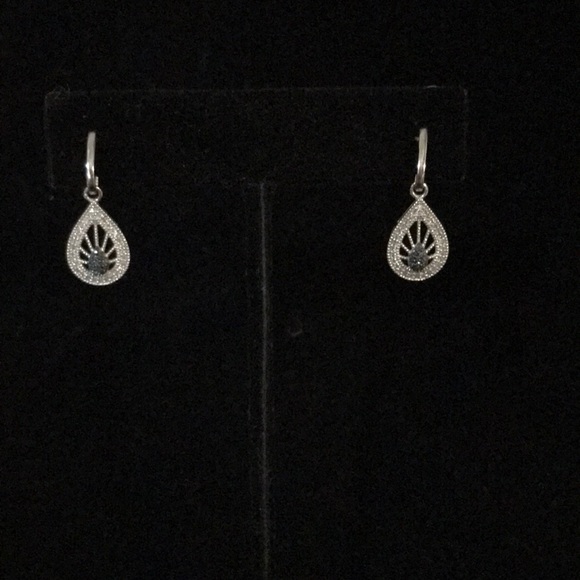 Earrings - 10k WG - Blue and White Diamond - Picture 1 of 9